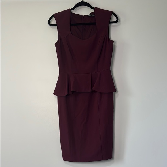 White House Black Market Elegant Burgundy Peplum Dress - Picture 1 of 2